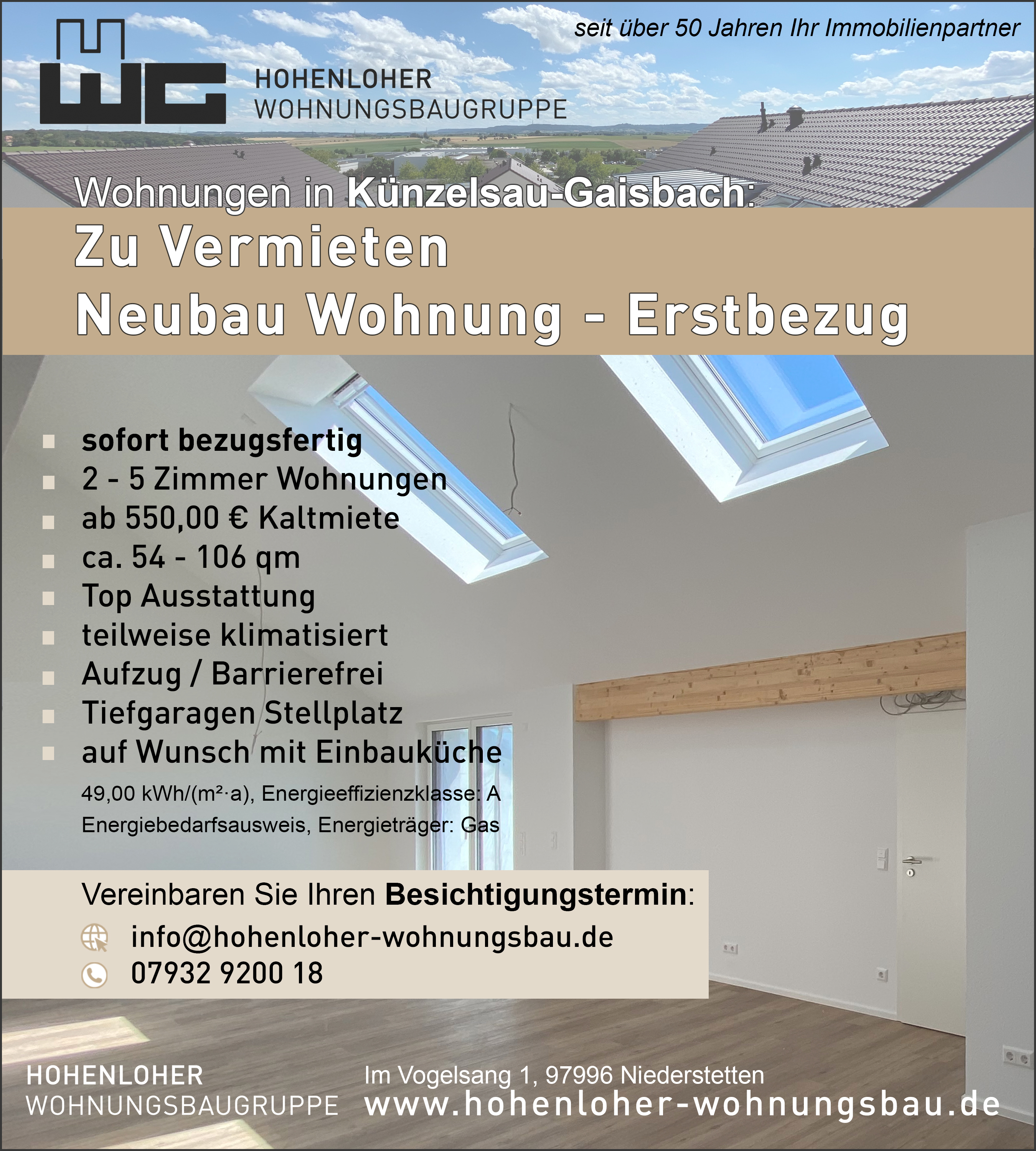 Wohnung in Künzelsau-Gaisbach - Erstbezug / Neubau